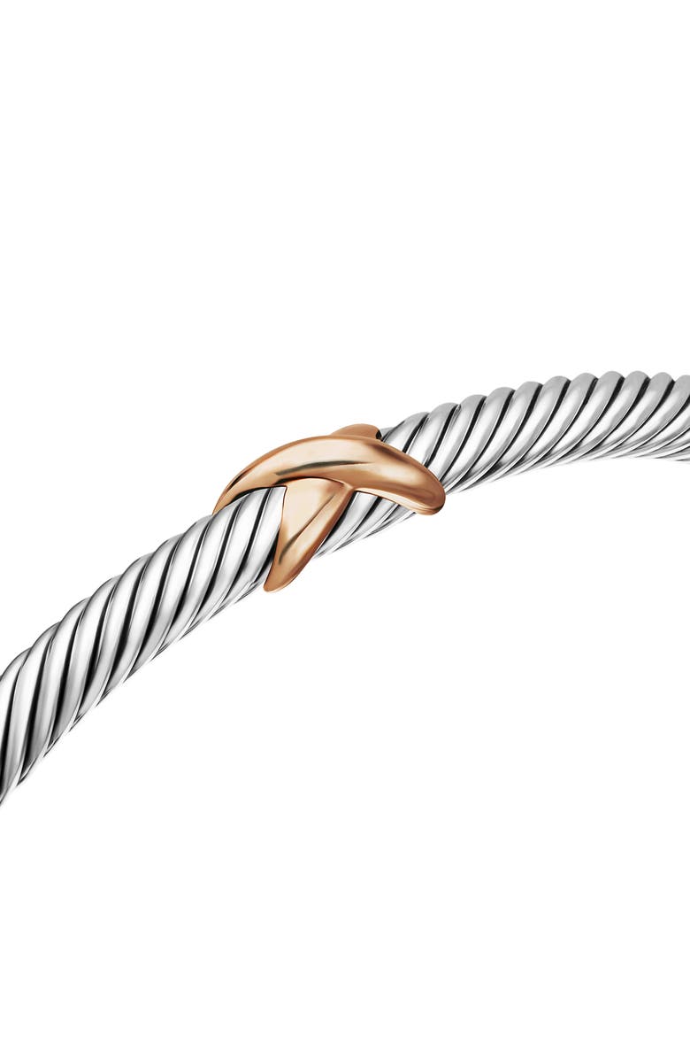 David Yurman X Classic Cable Station Bracelet in Silver with 18K Rose Gold, 4mm, Alternate, color, Silver/ Rose Gold