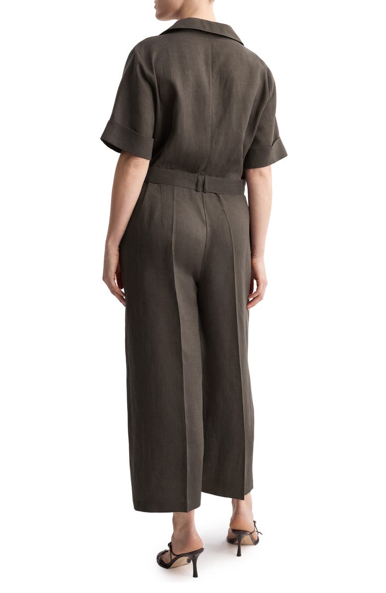MANGO Lyocell Button-Up Jumpsuit, Alternate, color, Brown