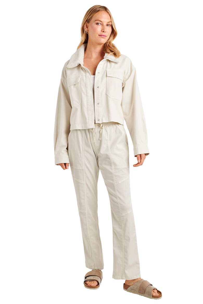 Jacket with Removable Faux Shearling Collar, Alternate, color, PALE OAK