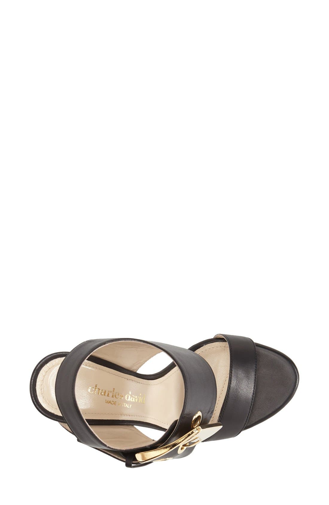 'Evana' Sandal, Alternate, color, BLACK LEATHER