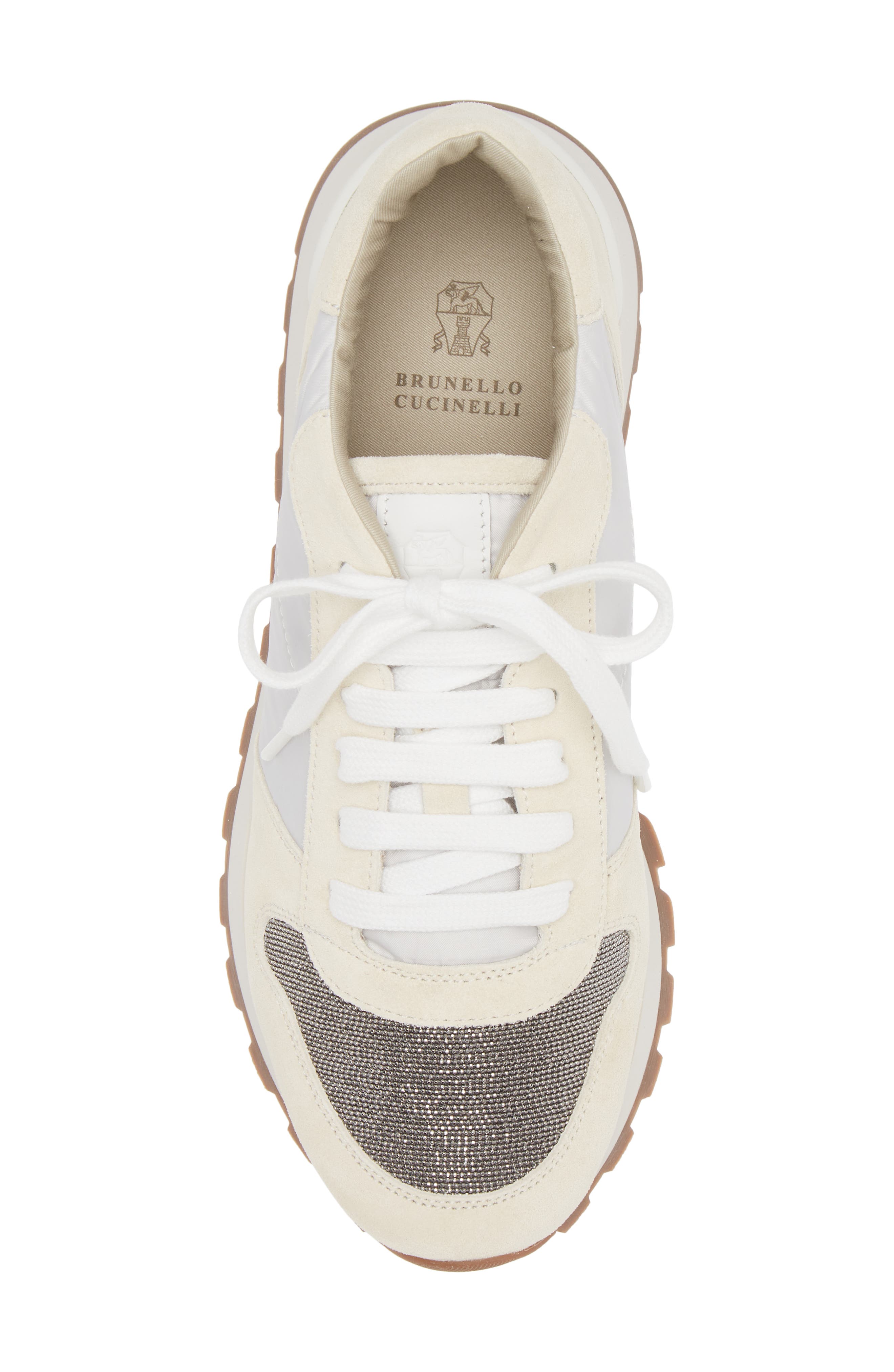 Brunello Cucinelli Monili Trim Runner Sneaker, Alternate, color, White