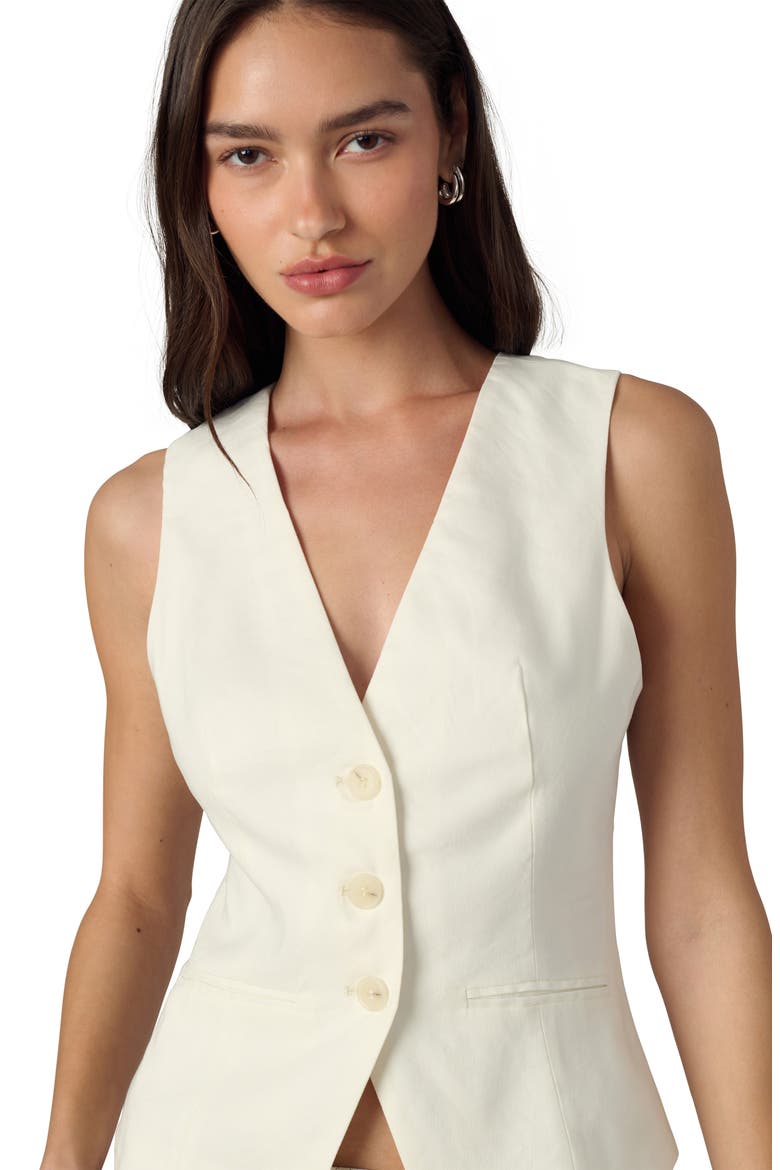 The Maeve Linen Blend Vest, Alternate, color, ECRU
