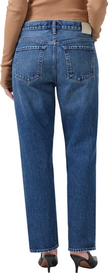 Neve Low Slung Relaxed Distressed Nonstretch Regenerative Cotton Jeans