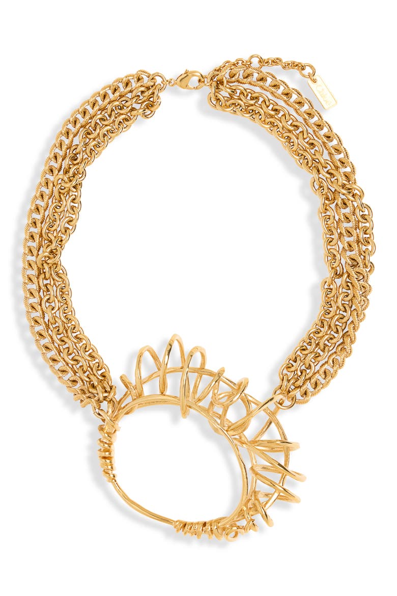 Scarf Pendant Necklace, Main, color, VINTAGE GOLD