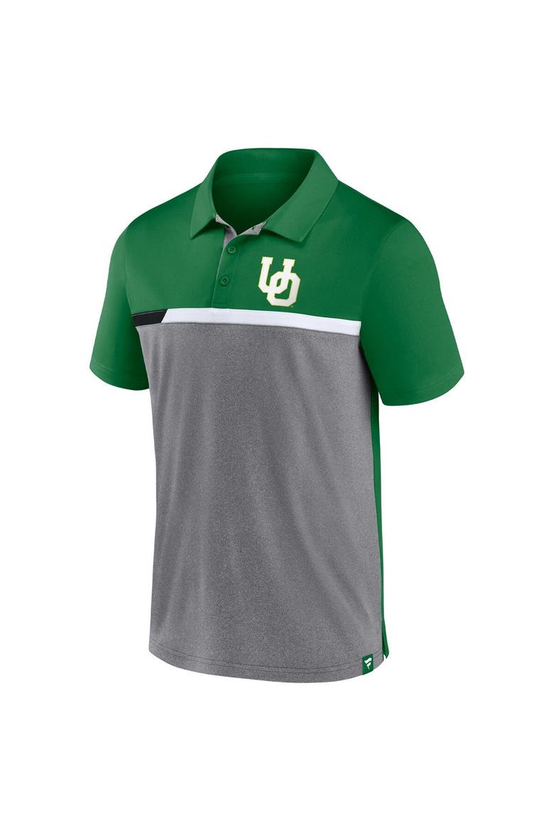 Men's Fanatics Branded Green/Heathered Gray Oregon Ducks Split Block Color Block Polo, Alternate, color, Green