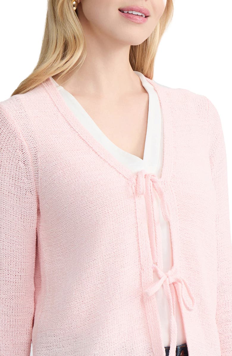 Jones New York Tie Front Cardigan, Alternate, color, Petal Pink