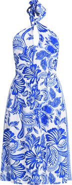 La Blanca Botanical Brocade Fit & Flare Halter Dress