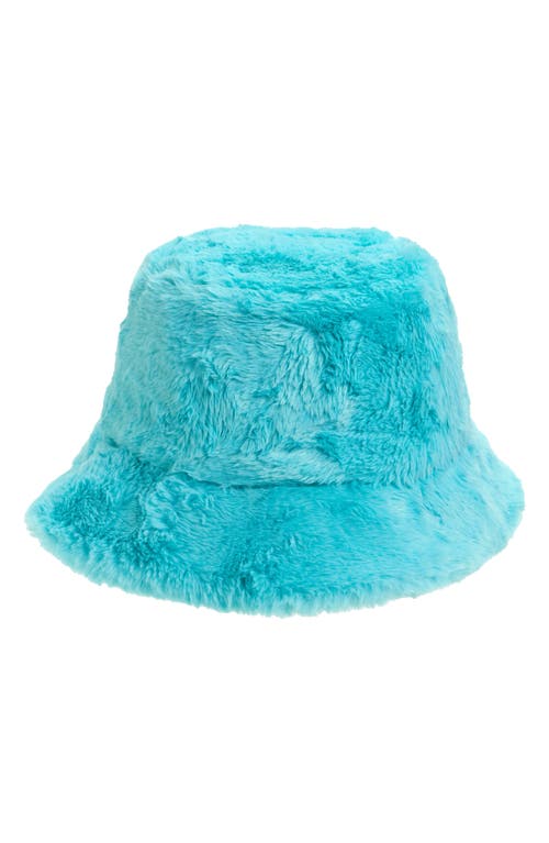 Tasha Faux Fur Bucket Hat In Blue