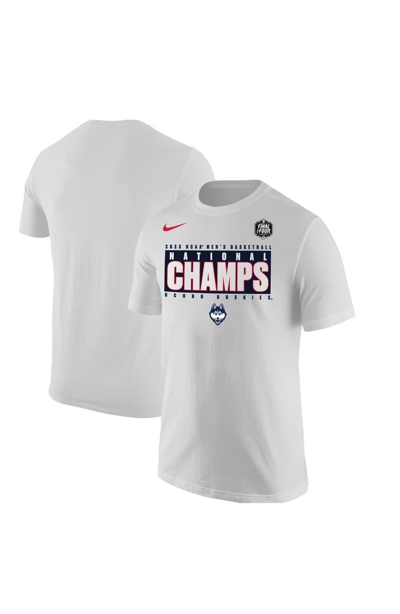 Nike White UConn Huskies 2023 NCAA Men's Basketball National Champions Pebble T-Shirt, Main, color,