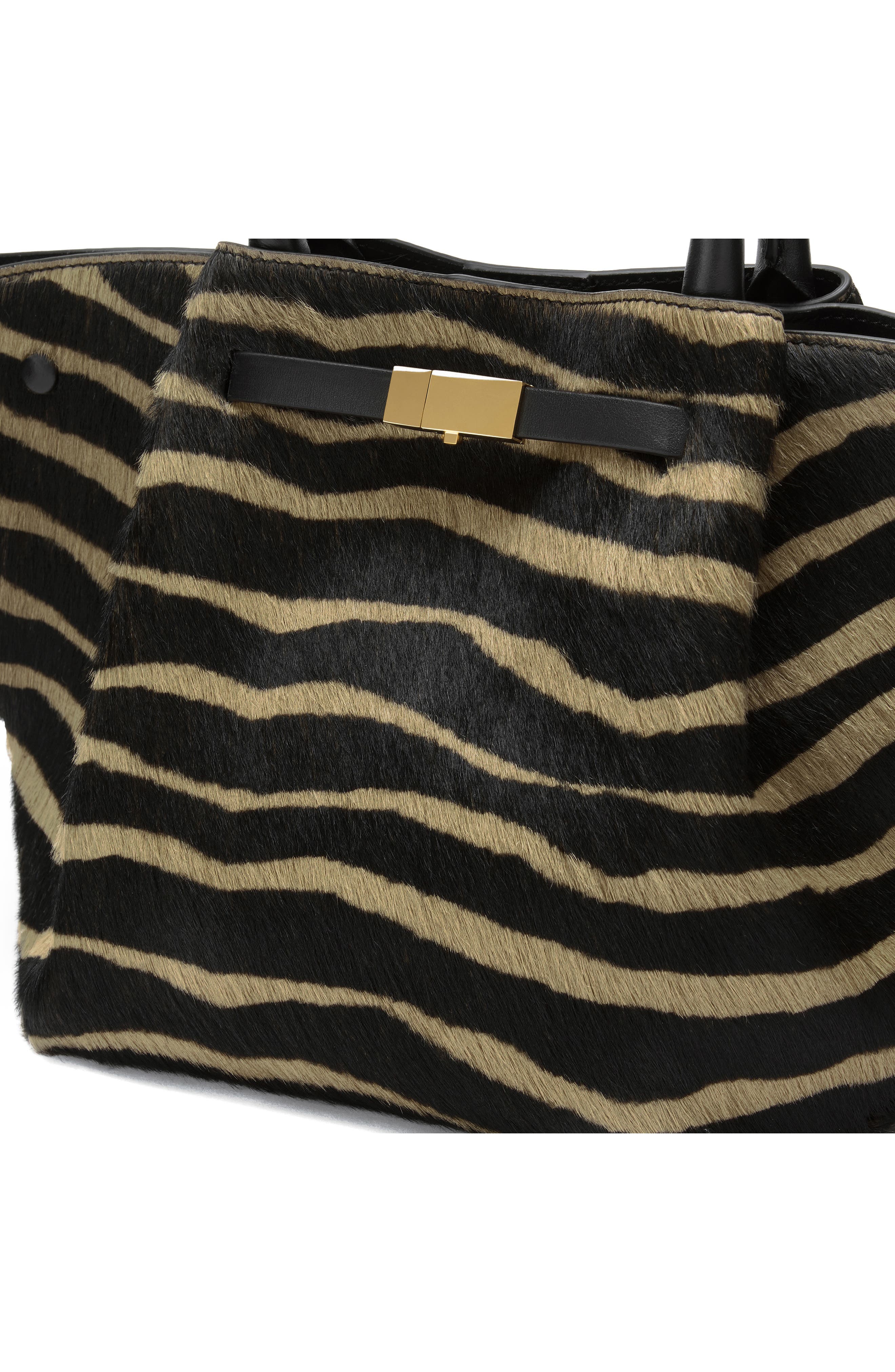 The Midi New York Calf Hair Tote, Alternate, color, ZEBRA EFFECT/ BLACK