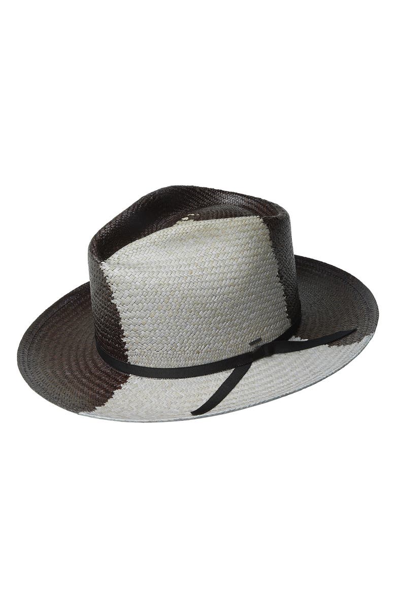 Bailey Boreal Straw Fedora, Main, color, Black/ Ash