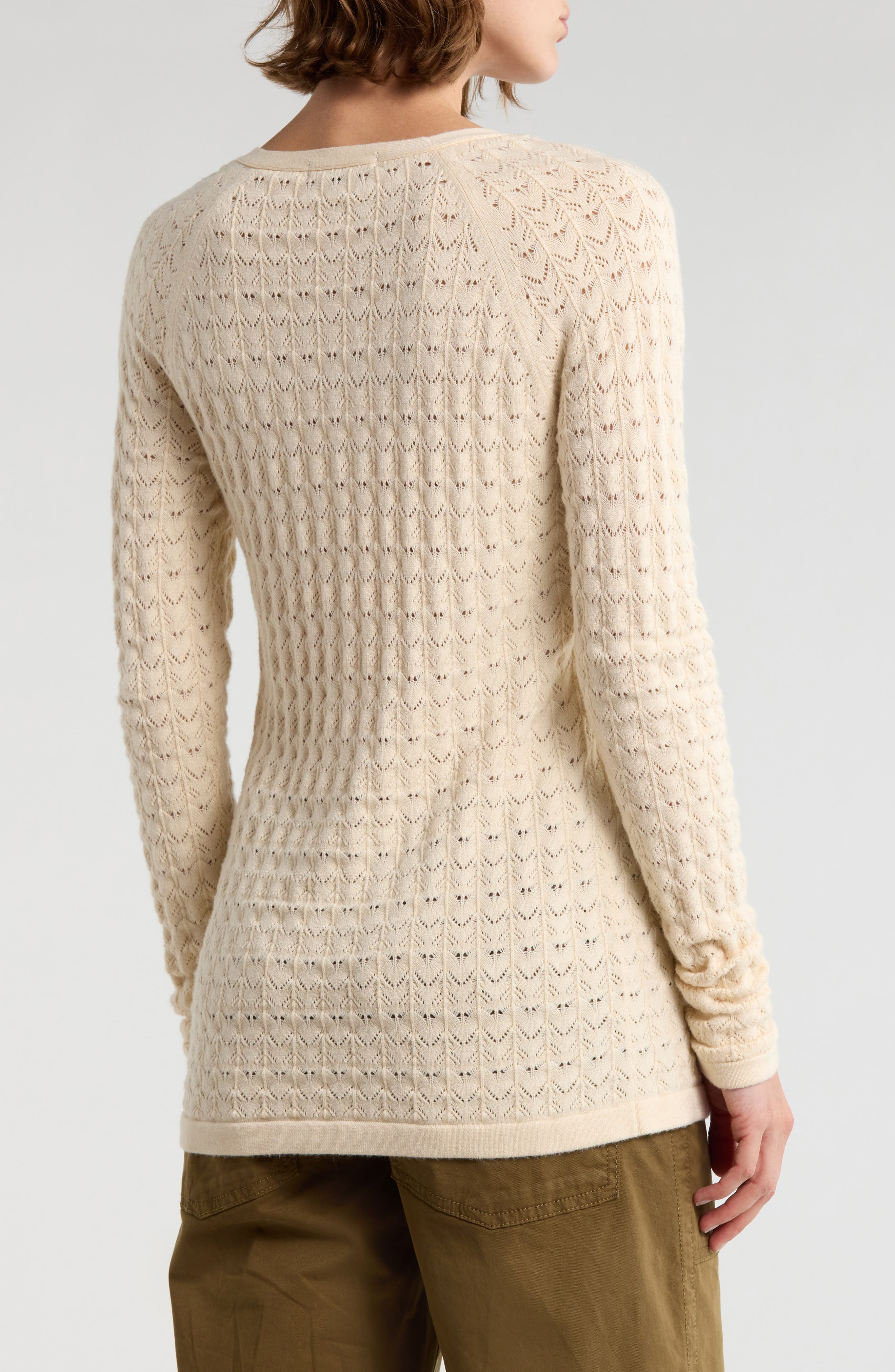 Pointelle Stitch Raglan Sleeve Cardigan - image 4