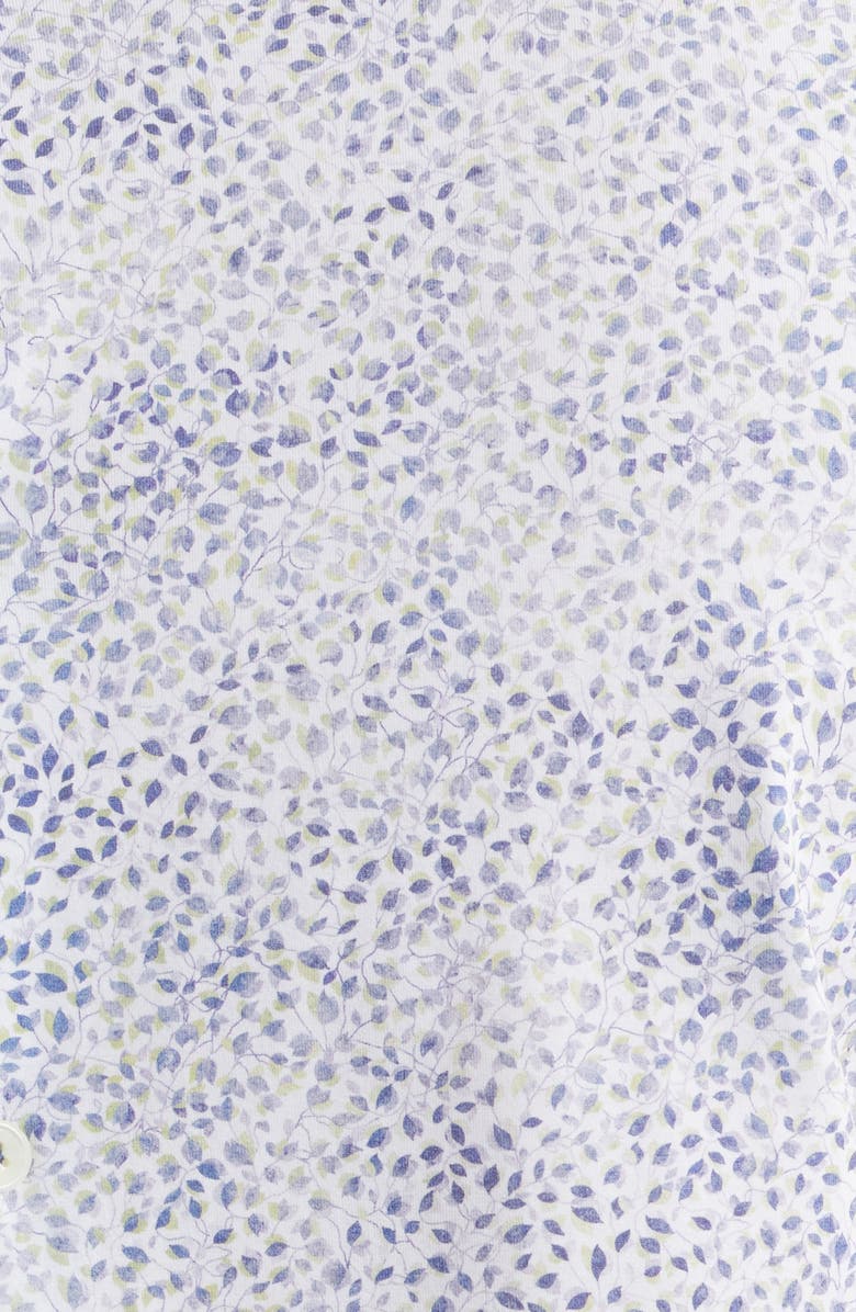 Bugatchi Miles OoohCotton<sup>®</sup> Leaf Print Short Sleeve Button-Up Shirt, Alternate, color, Peacock