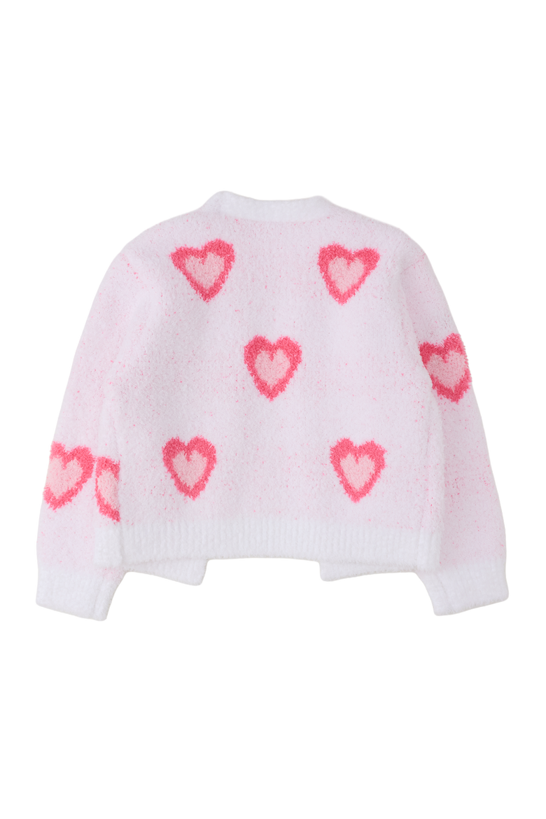 Cozy Sweater Knit Open Cardigan, Alternate, color, Pink Hearts