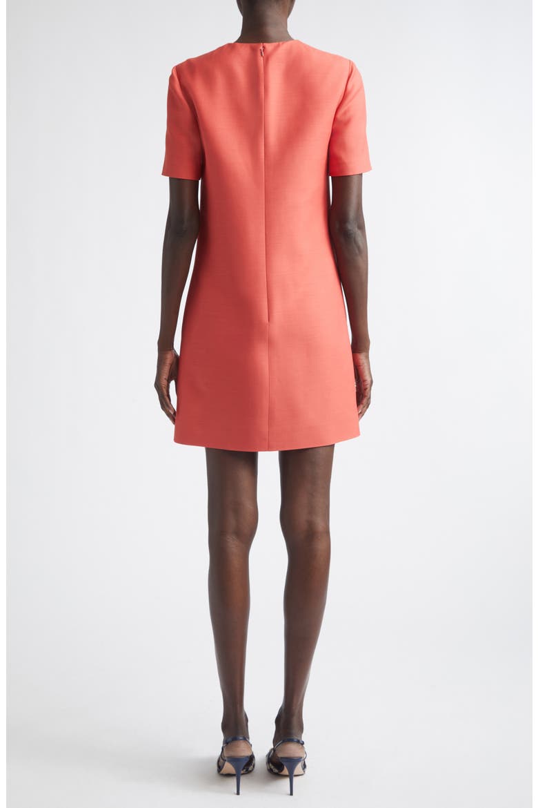 Crepe Couture Bow Wool & Silk Shift Dress, Alternate, color, RED