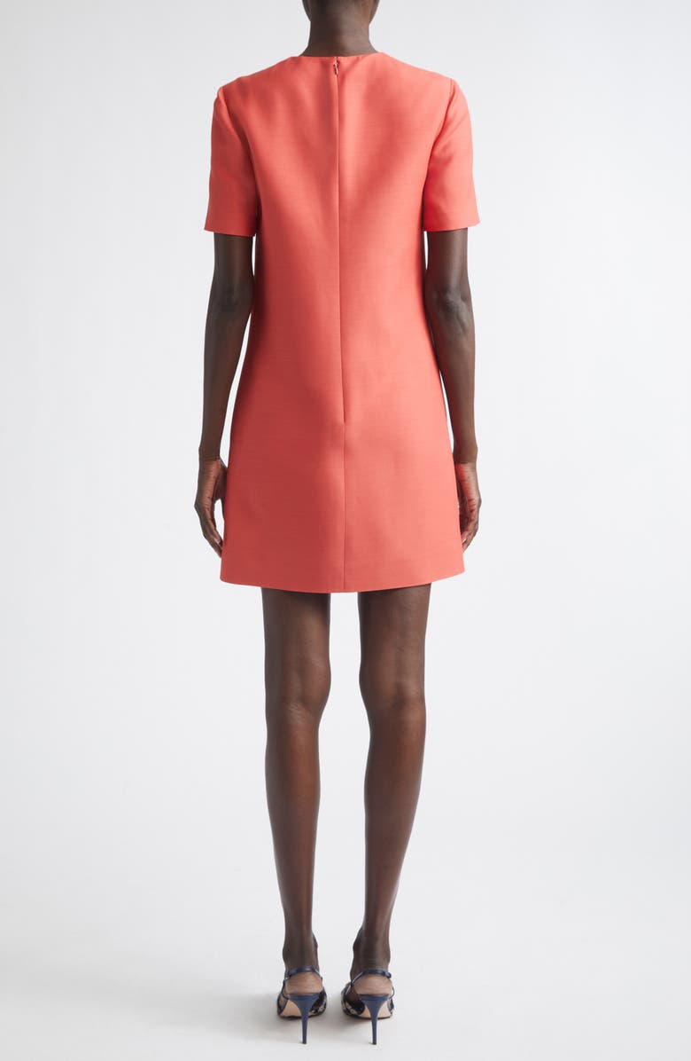 Valentino Crepe Couture Bow Wool & Silk Shift Dress, Alternate, color, Red