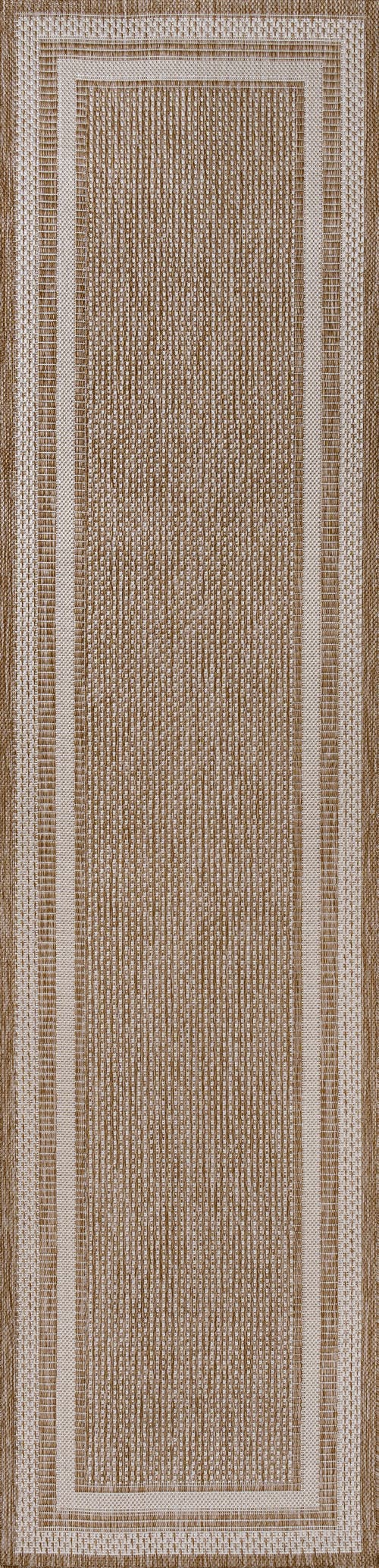 Jonathan Y Dover Classic 3-stripe Border Indoor/outdoor Area Rug In Beige/cream