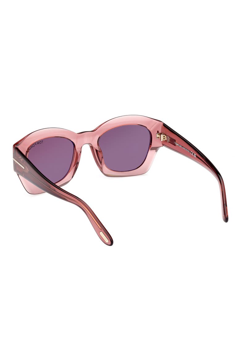 Guilliana 52mm Geometric Sunglasses, Alternate, color, SHINY PINK / BROWN