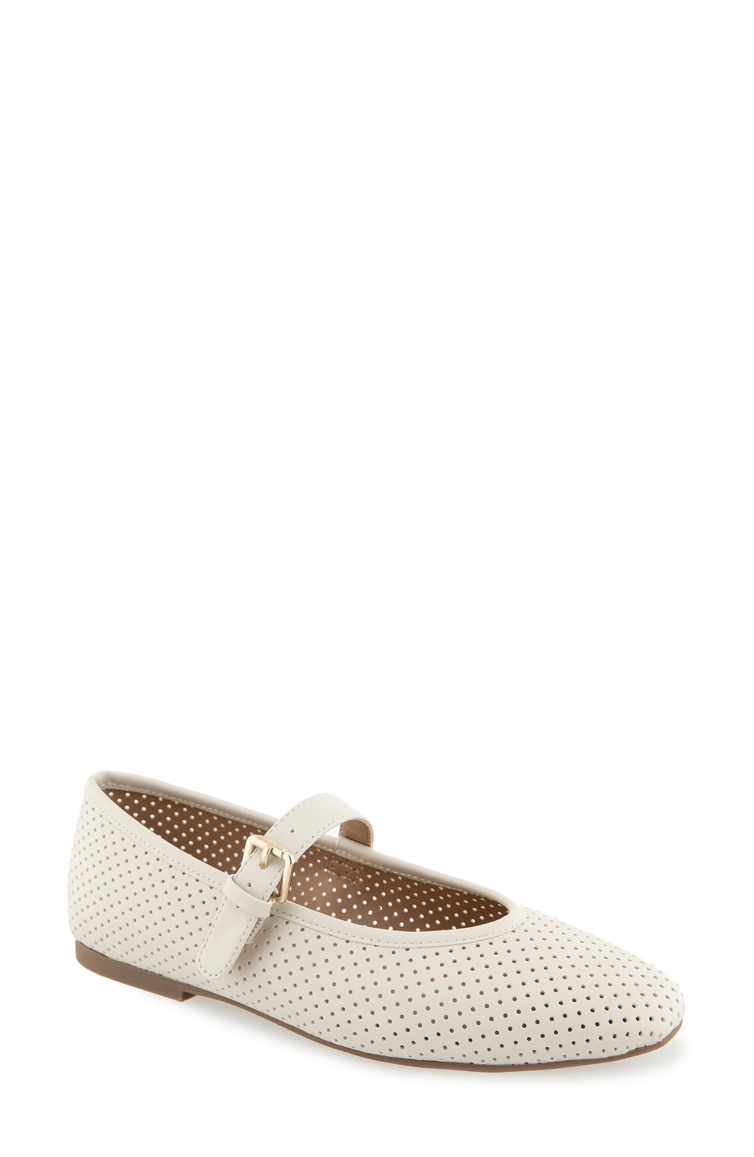 Esprit Deacon Perforated Mary Jane Flat, Main, color, Ivory Pu