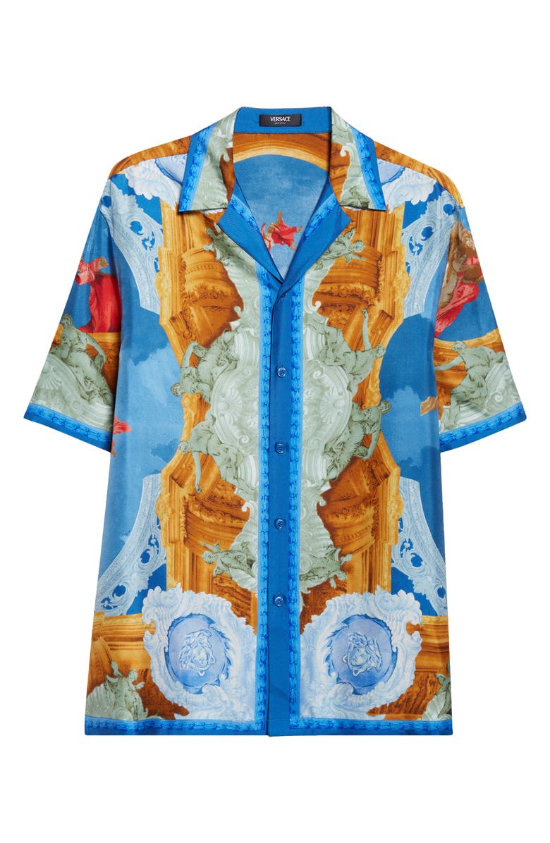 Versace Silk Camp Shirt, Main, color, Multicolor