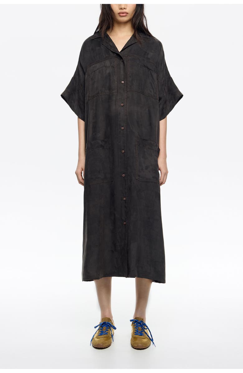 Bimba y Lola Long Shirt Dress, Main, color, Washed Black