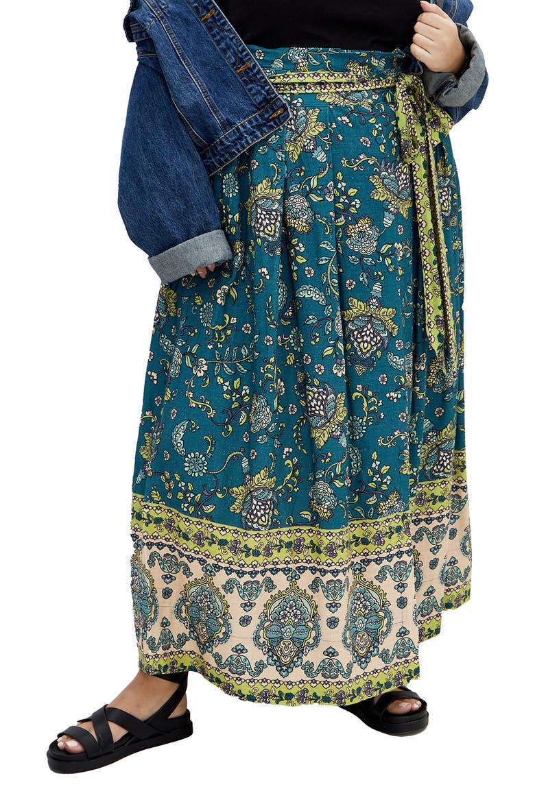 Sable Border Tie Waist Maxi Skirt, Main, color, PRINT