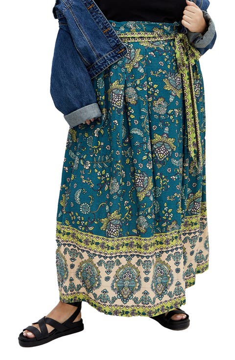 Sable Border Tie Waist Maxi Skirt (Plus)