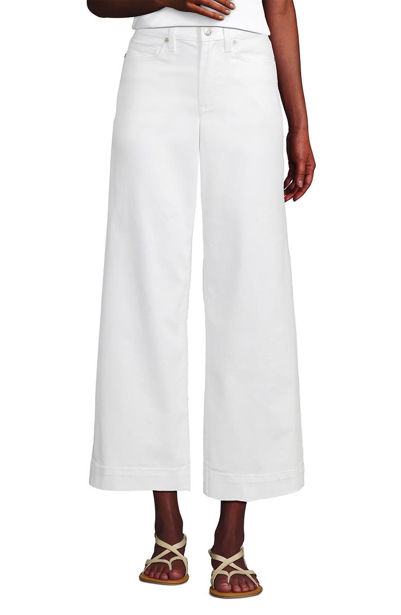 Lands' End Recover Denim High Rise Wide Leg Crop Jeans, Alternate, color, White
