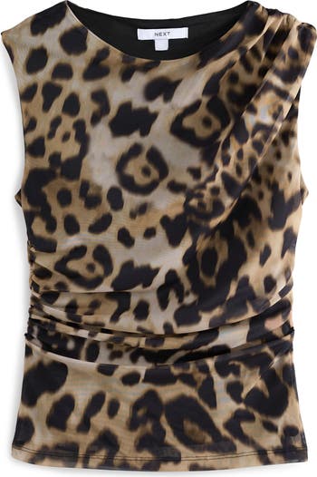 Leopard Sleeveless Mesh Top