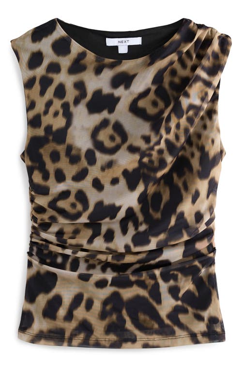 NEXT NEXT LEOPARD SLEEVELESS MESH TOP