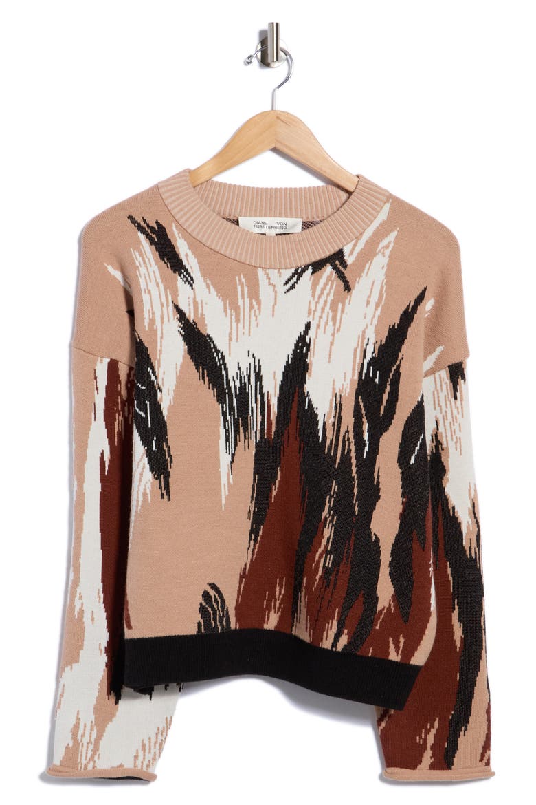 Ema Patterned Sweater, Main, color, FLAMES CAMEL