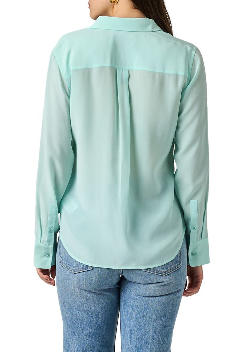 Signature Slim Fit Silk Button-Up Shirt, Alternate, color, BLUE LIGHT