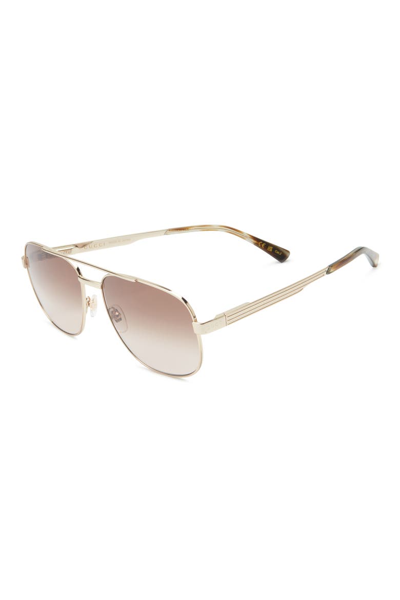 60mm Aviator Sunglasses, Alternate, color, GOLD GOLD BROWN