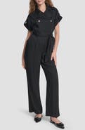DKNY Twill Tie Waist Jumpsuit