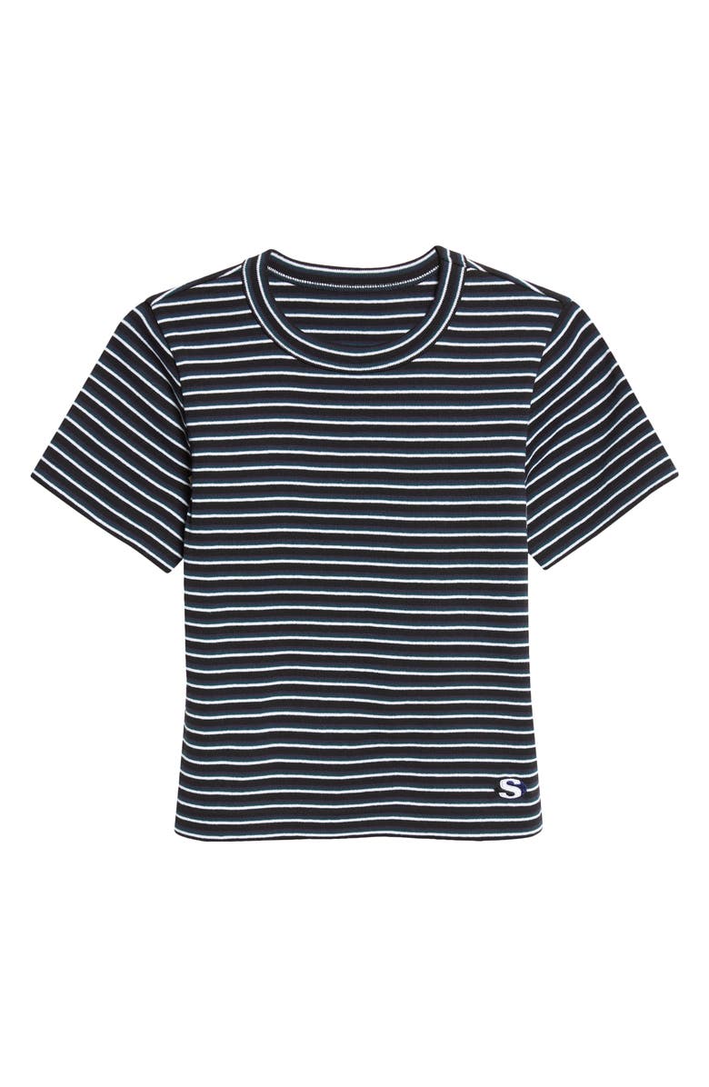 Sacai Stripe Rib Cotton T-Shirt, Main, color, Black
