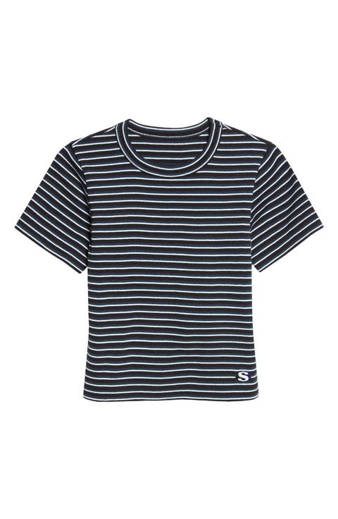 Stripe Rib Cotton T-Shirt