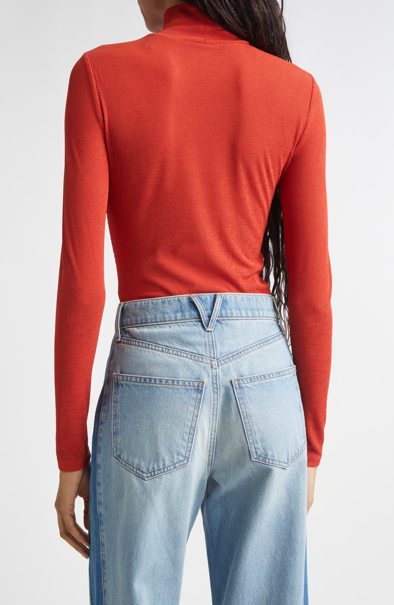 Veronica Beard Wyeth Rib Mock Neck Top, Alternate, color, Carnelian Red