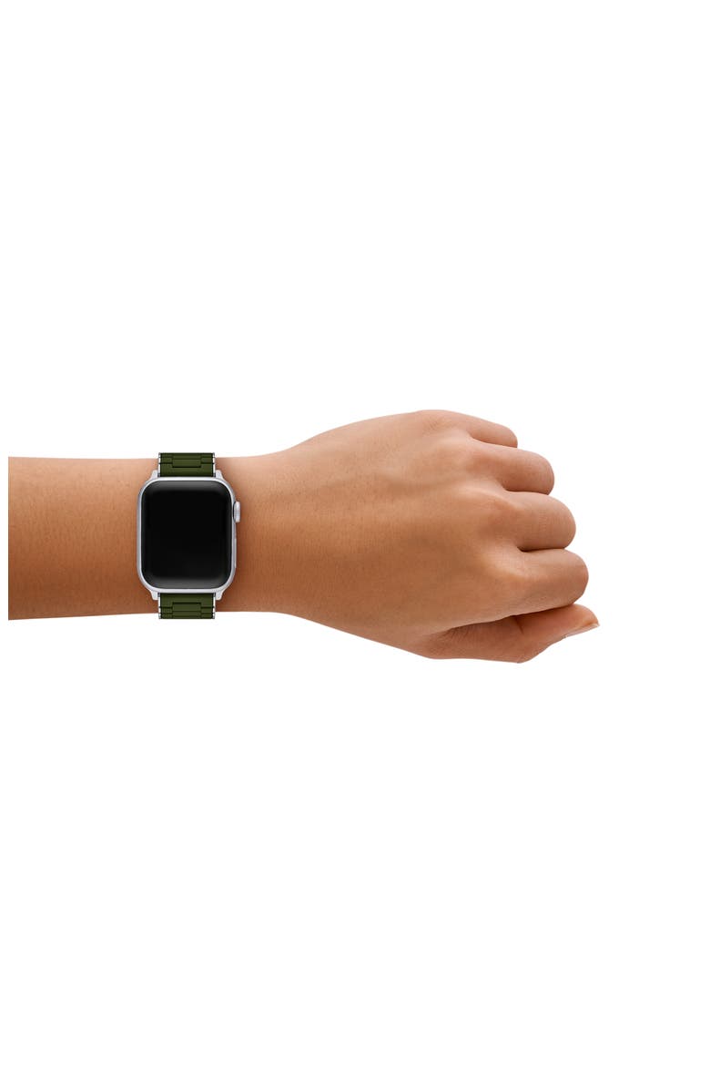 Silicone Apple Watch® Watchband, Alternate, color, DARK GREEN /SILVER