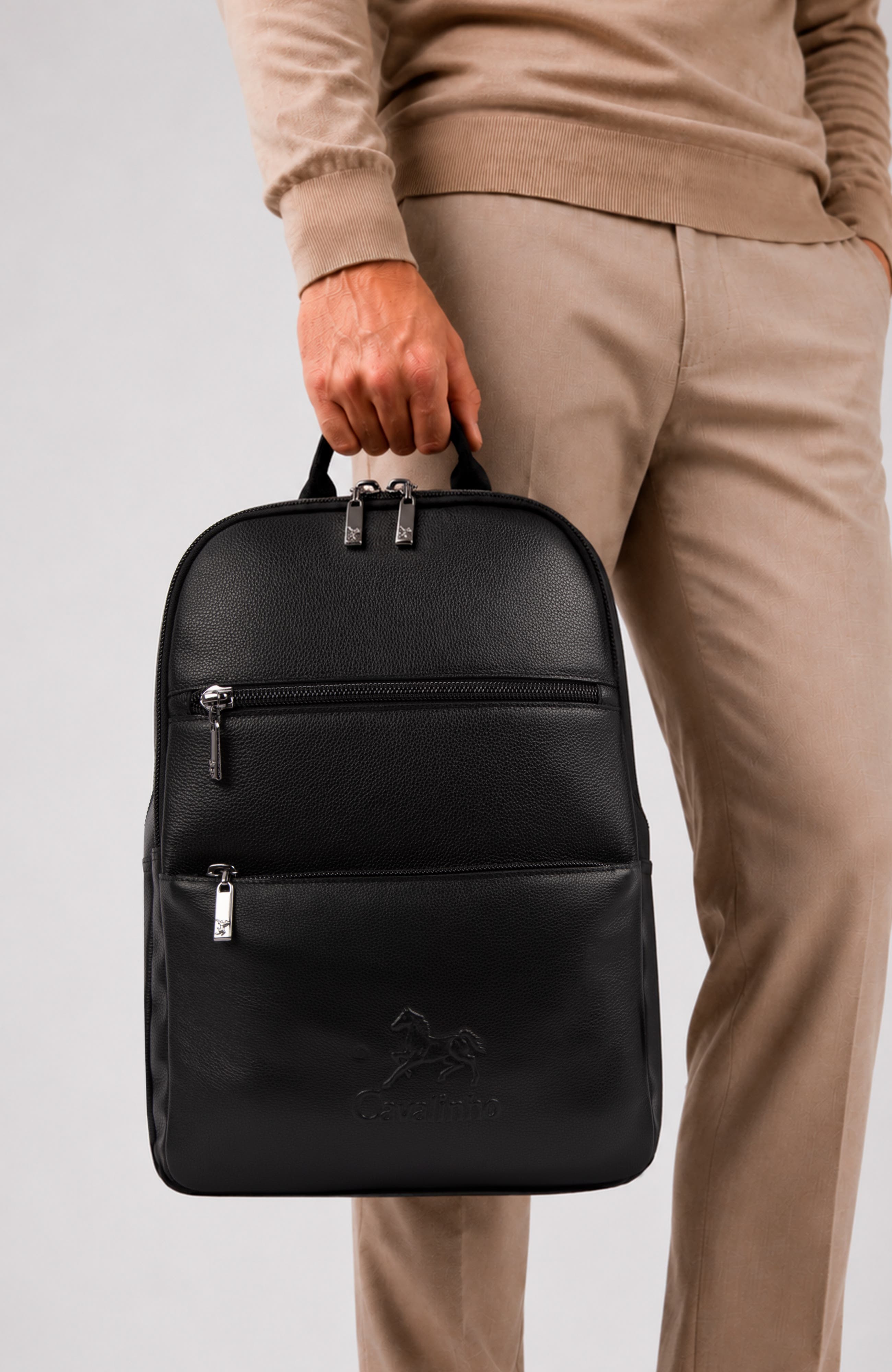 El Cavaleiro 539 Leather Backpack, Alternate, color, Black