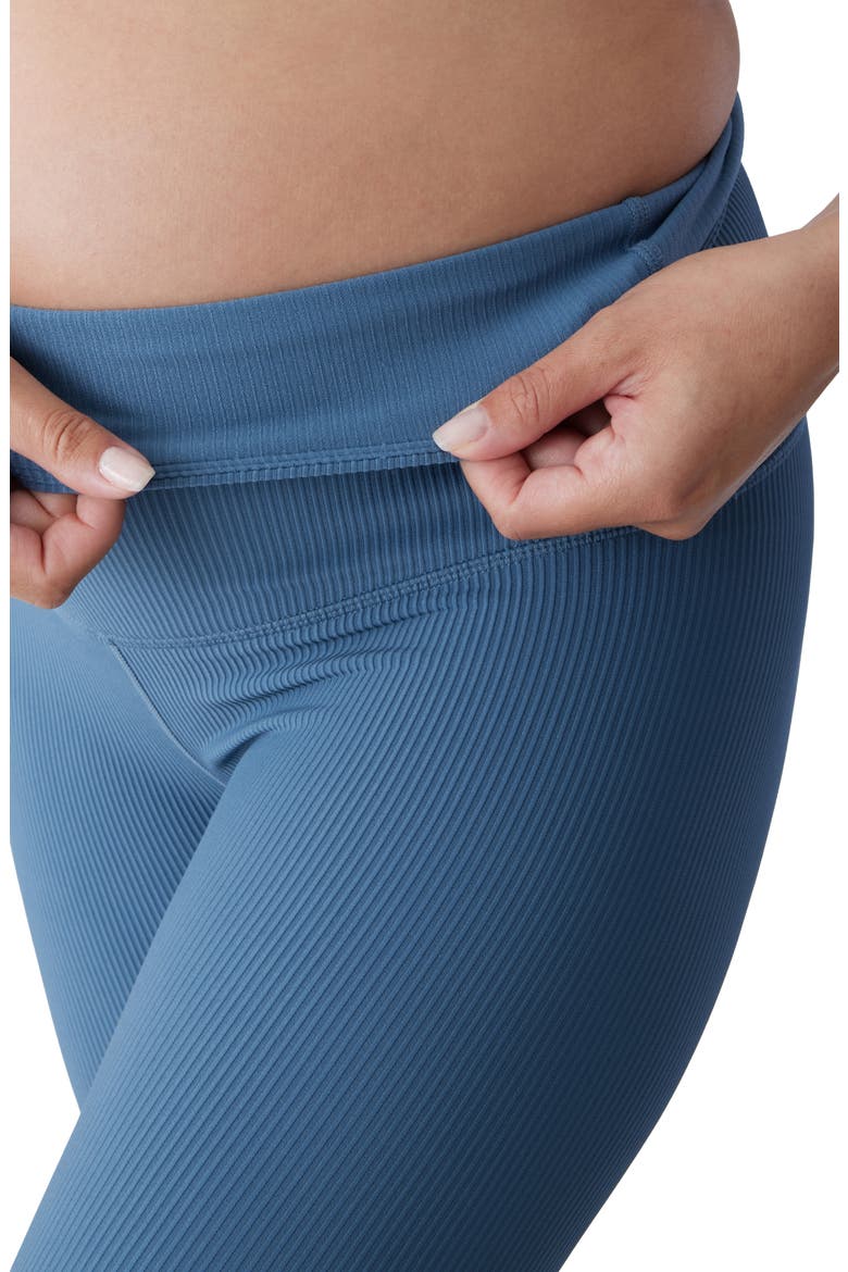 Ribbed Maternity Leggings, Alternate, color, DUSTY BLUE