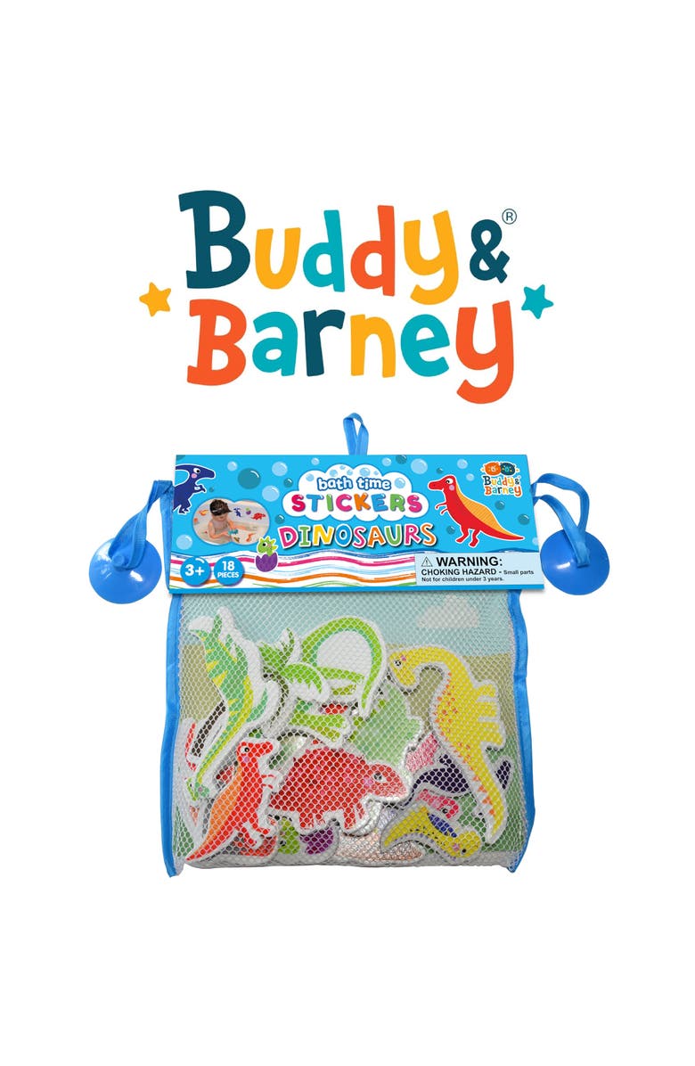 Buddy & Barney Bath Time Stickers, Dinosaurs, 18 Foam Dino Character Pieces, Alternate, color, Multicolored