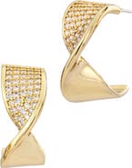 SAVVY CIE JEWELS Cubic Zirconia Twist C Hoop Earrings