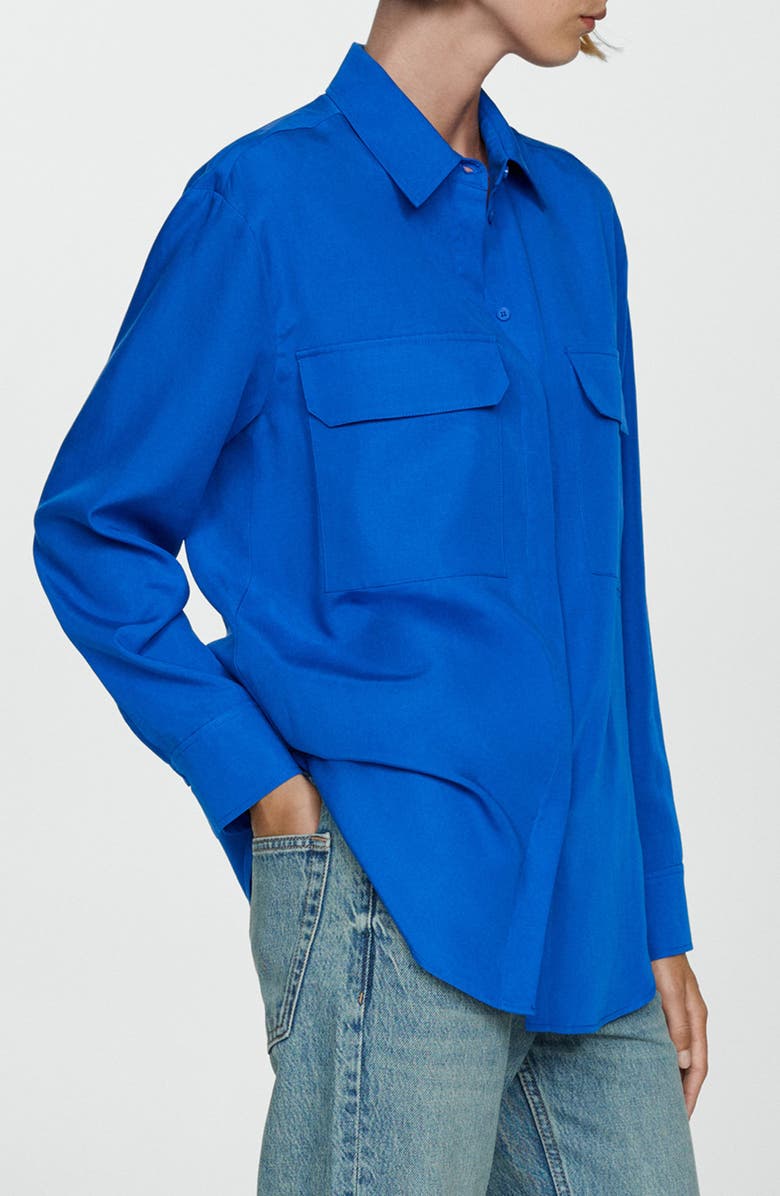 MANGO Pocket Button-Up Shirt, Main, color, Blue