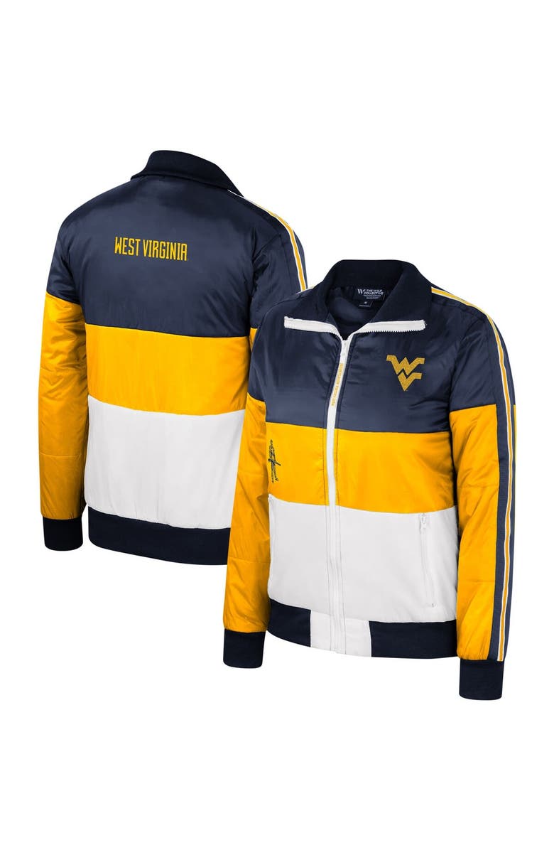 THE WILD COLLECTIVE Women's The Wild Collective Gold West Virginia Mountaineers Color-Block Puffer Full-Zip Jacket, Main, color, Gold