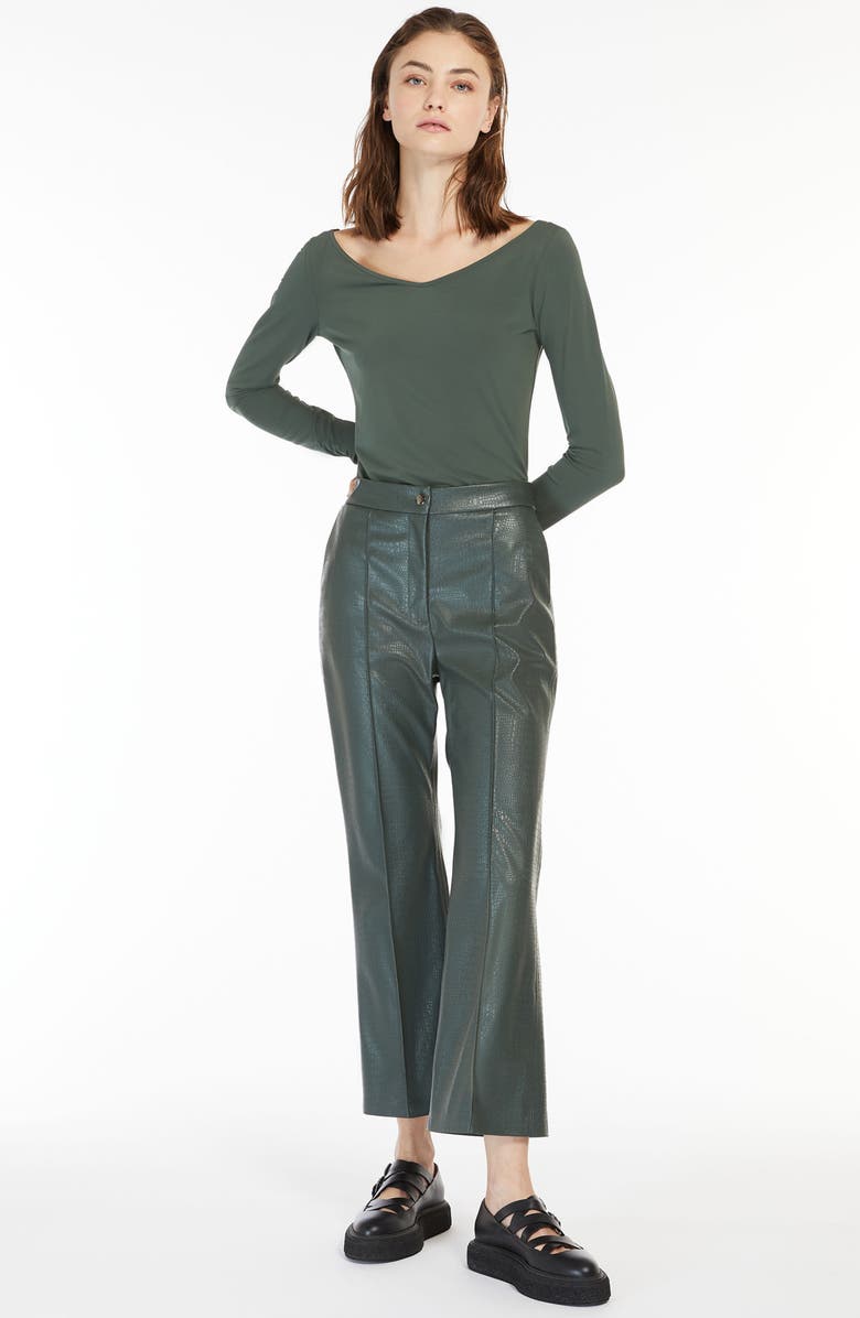 Max Mara Leisure Queva Croc Embossed Crop Faux Leather Pants, Alternate, color, 