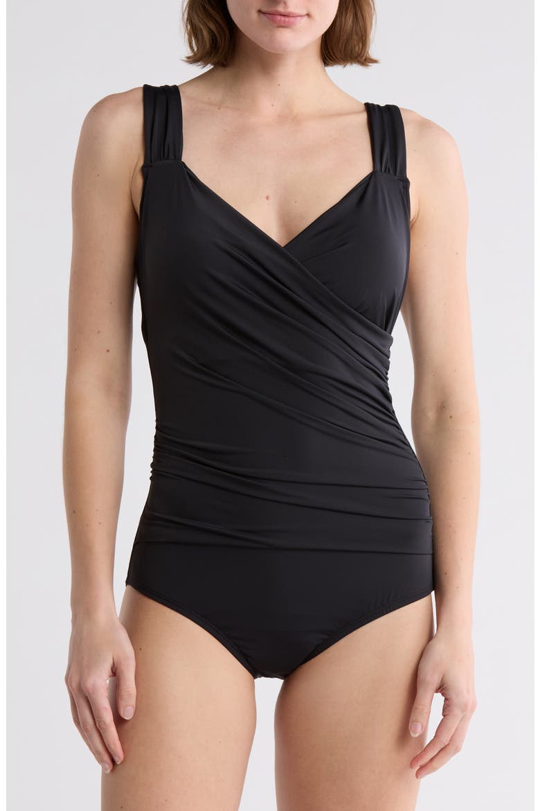 Surplice Mio One-Piece Swimsuit, Main, color, BLACK