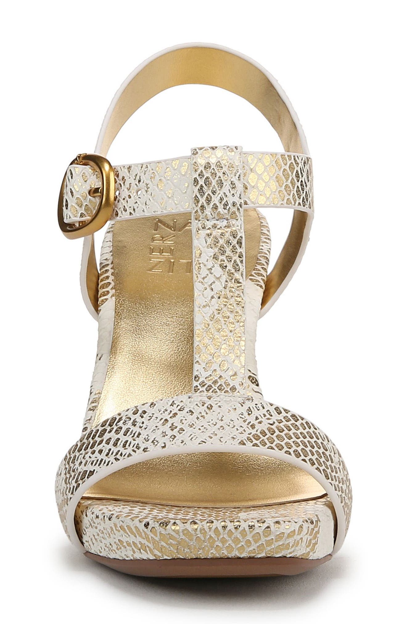 Jordis T-Strap Sandal, Alternate, color, WHITE/ GOLD