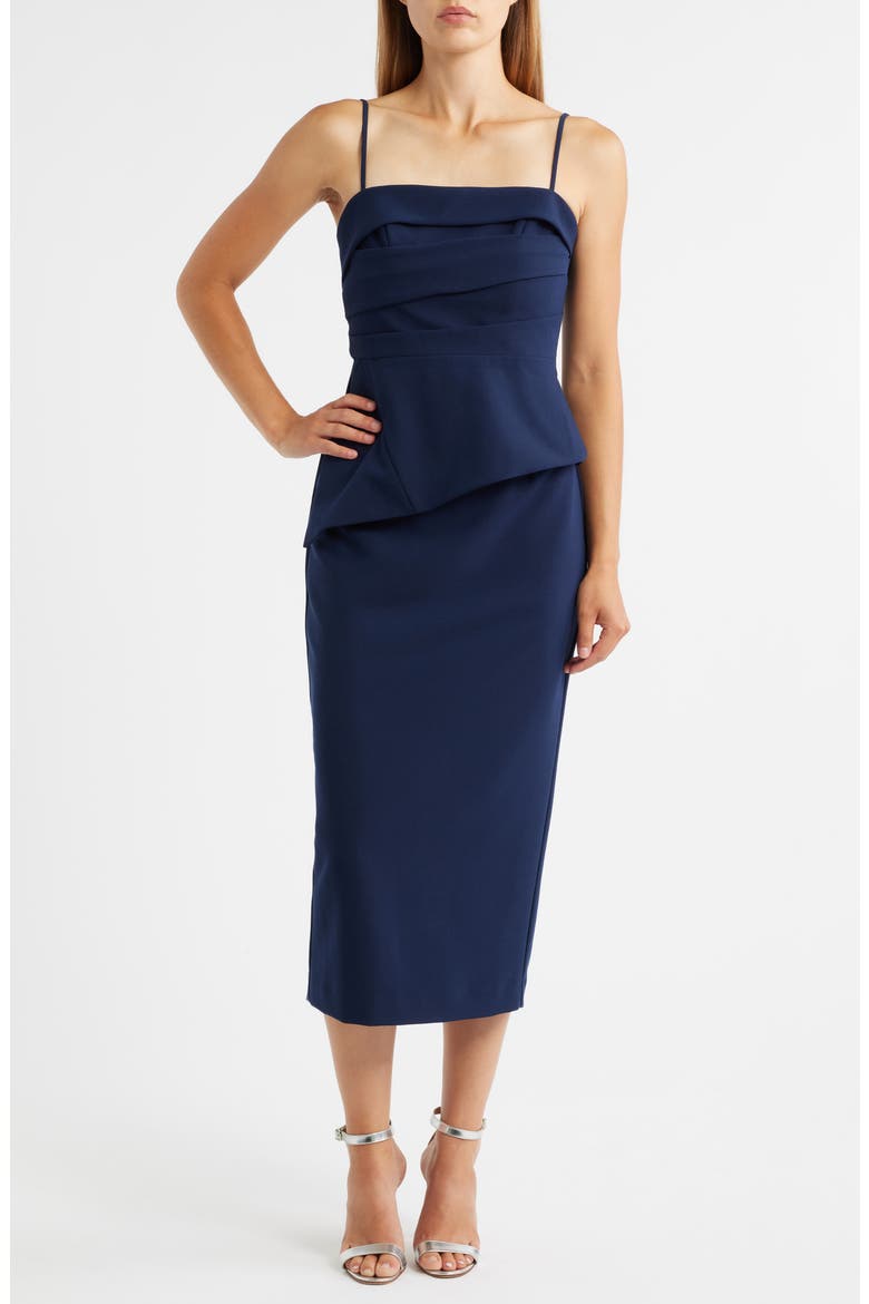 Marla Pleated Top & Pencil Skirt Set, Main, color, NAVY