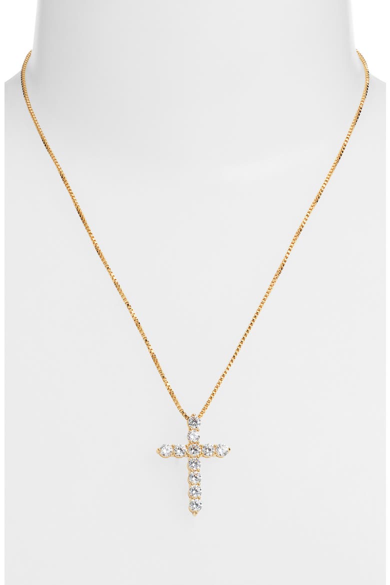 The Bella Pavé Cross Pendant, Alternate, color, GOLD