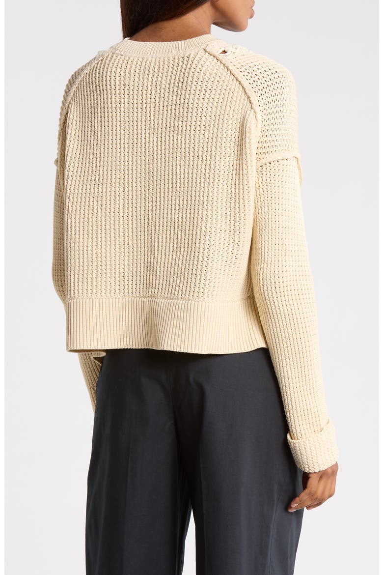 Mercerized Textured Cotton Blend Sweater, Alternate, color, CREAM